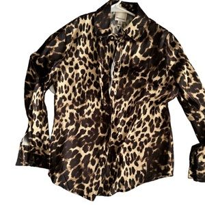 Leopard silky small blouse